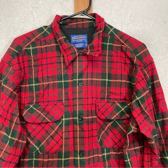 Vintage Pendleton Board Red Plaid Long Sleeve Botton Down Lodge‎ Shirt Size L - Picture 2 of 8